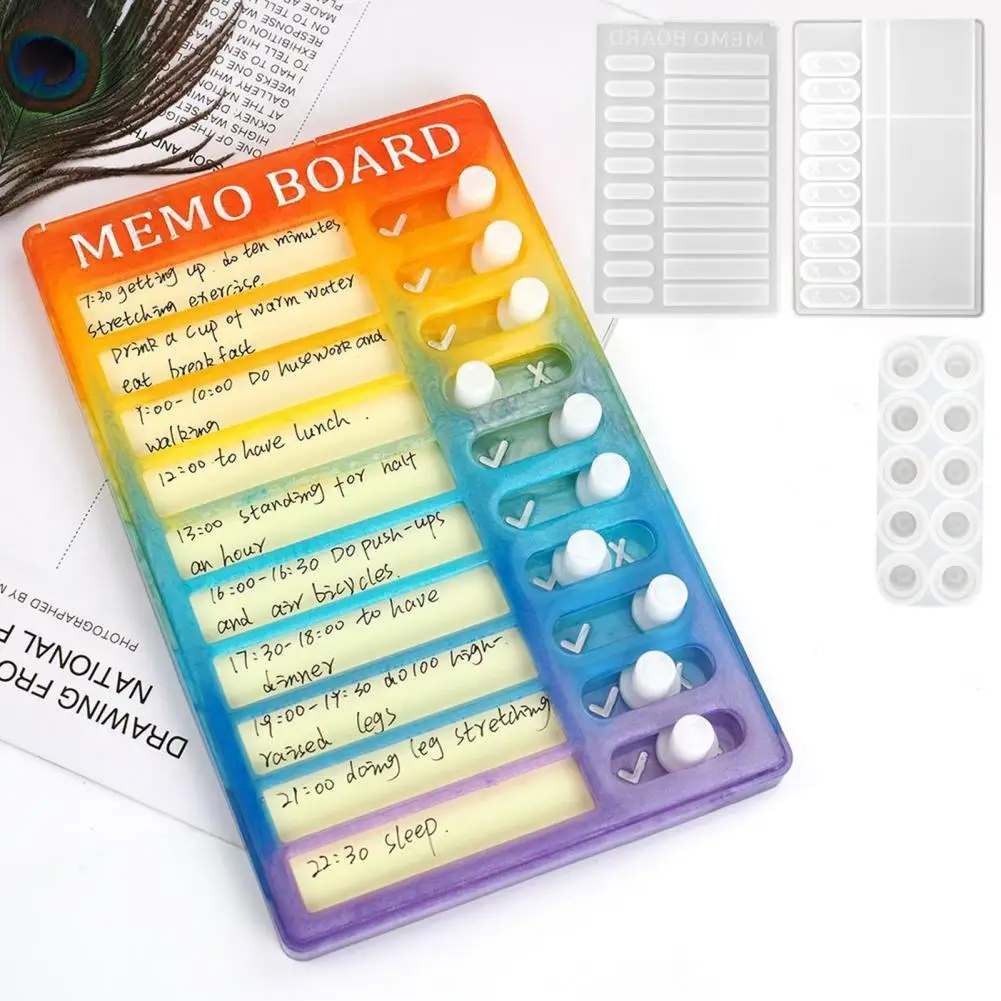 

Форма для доски для записей, 3 шт., креативная силиконовая форма для дневника, термостойкая форма «сделай сам» для литья, зеркальная эпоксидн...