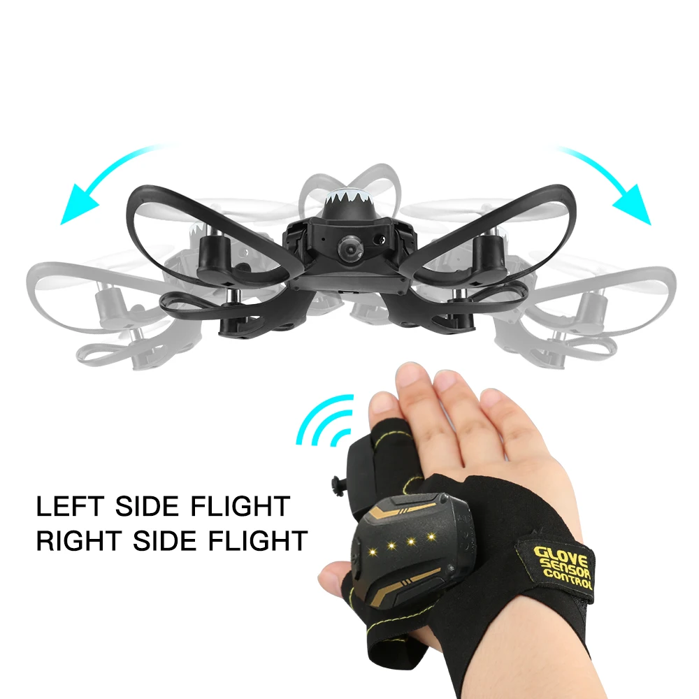 RC дроны W606 16 2 4G перчатка движение жестов Складная селфи летучая камера с HD