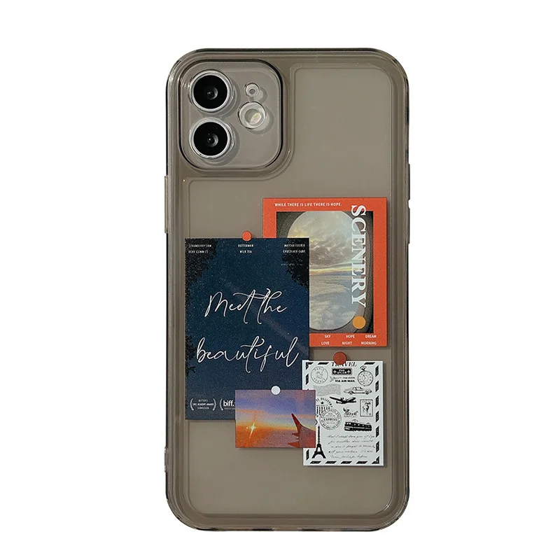 

Fashion Retro Art Landscape Label Phone Case For iPhone 12 Pro Max 11 Pro Max X Xs Max Xr 13 Plus SE 2020 Cases Soft TPU Cover