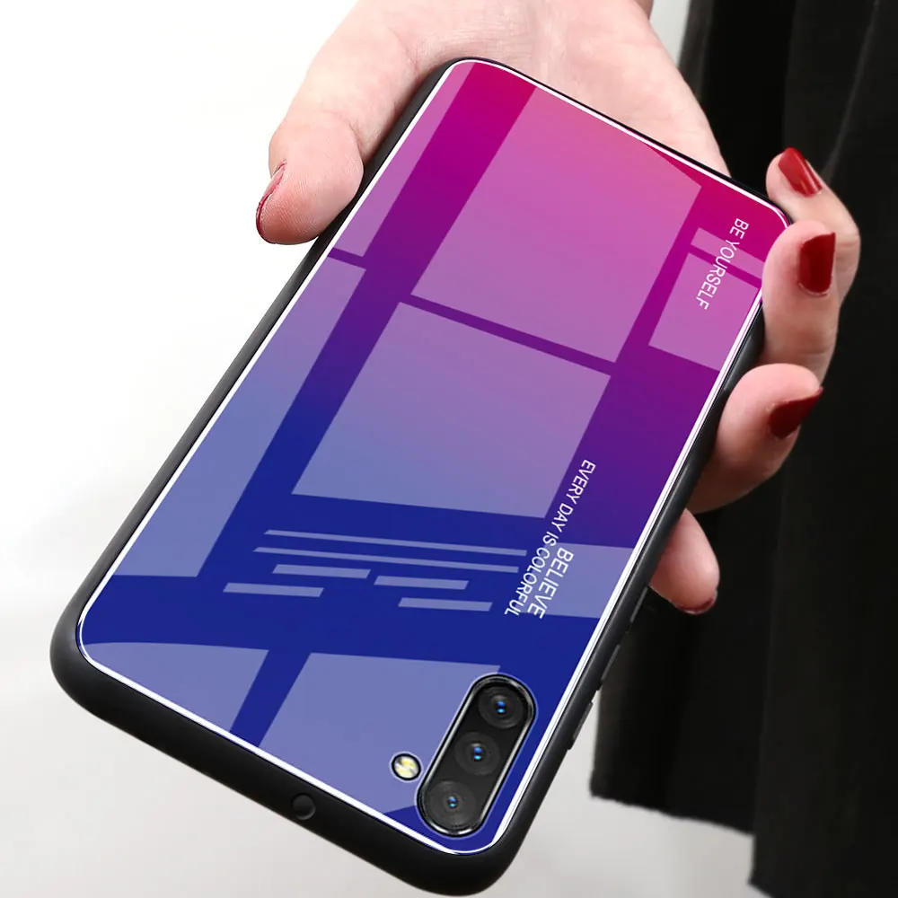 Градиентный чехол из закаленного стекла для телефона Samsung Note 10 Plus S10 S9 S8 9 8 A70 A50 A90