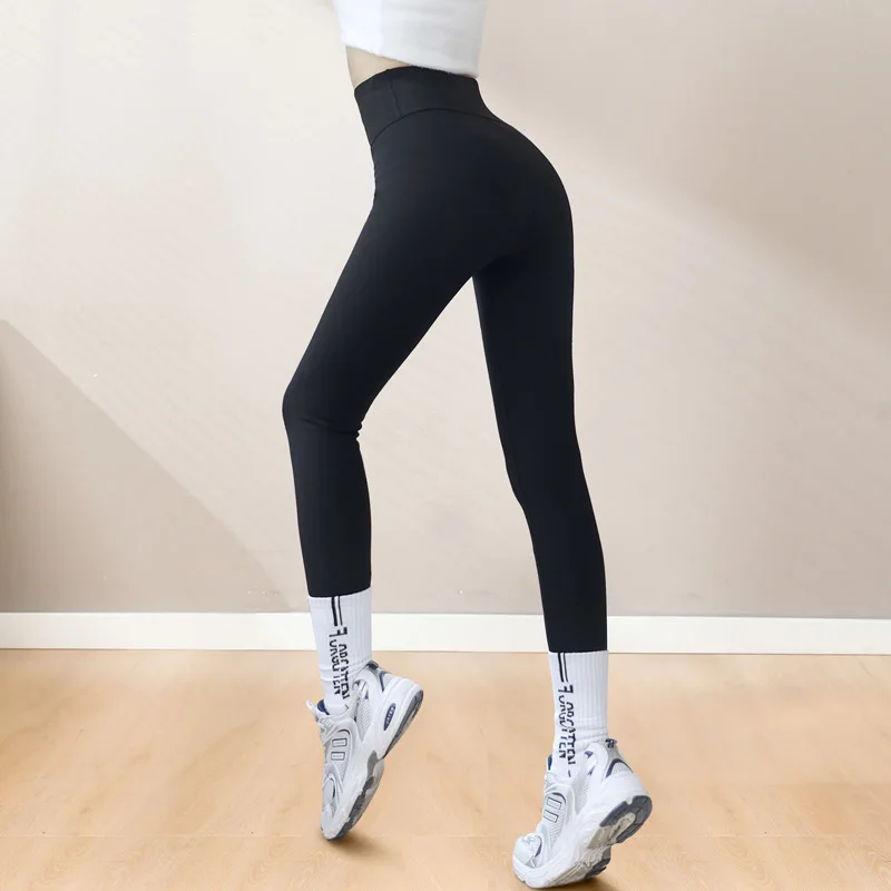 Female Fashion Versatile Spring And Autumn High Waist Leggings Sports Womenyoga Slim 9-Point Pants Gym Fitness Trousers