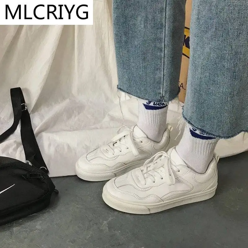 

2021 Spring New Women Sneaker Fashion All-match Lace-up Comfortable Walking Women Casual Shoes Platform Women's Vulcanized Shoes