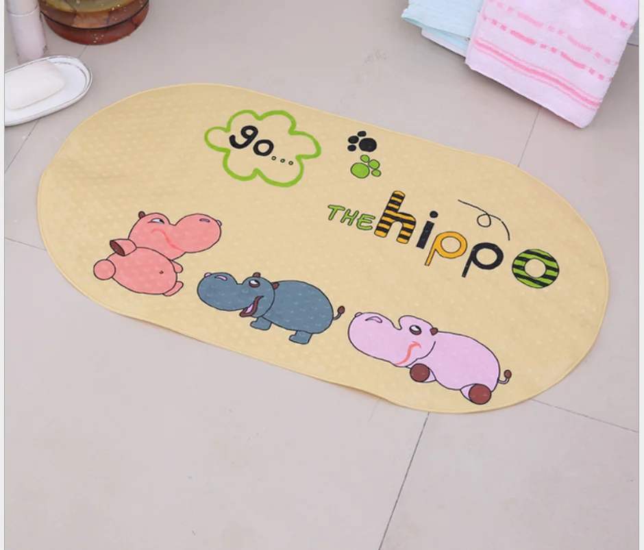 

New 38cm*69cm Cute Cartoon Anti-Slip PVC Bath Mats With Sucker Bathroom Carpet Shower Pad Soft Massage Pad Multi-Color