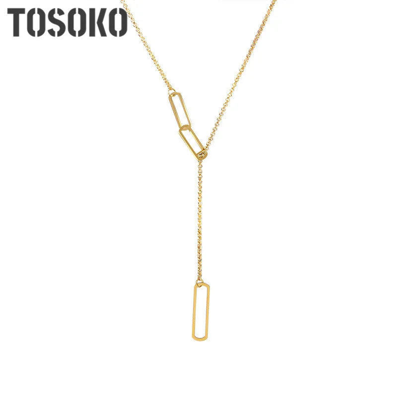 

TOSOKO Stainless Steel Jewelry Pendant Sweater Chain Long Adjustable Tassel Necklace Fashion Chain For Women BSM035