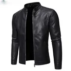 Мужская куртка из искусственной кожи, черная мотоциклетная куртка с воротником-стойкой и длинным рукавом, 5XL, весна-осень 2021