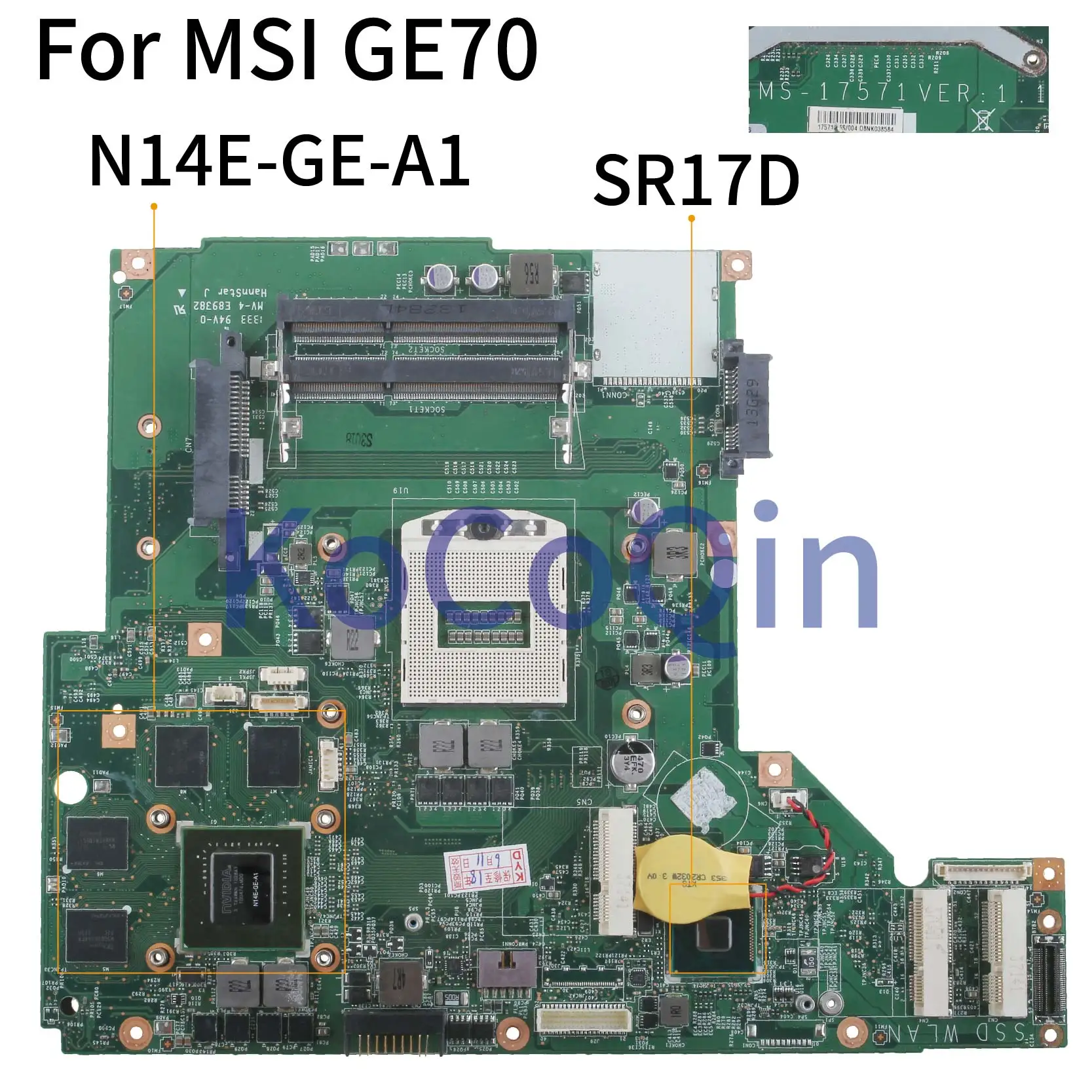 Материнская плата KoCoQin для ноутбука MSI GE70 материнская MS 17571 GTX750M SR17D N14E | Материнские платы для ноутбуков -4000045778104
