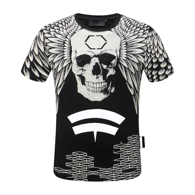 

2021 New PP Skull Man tshirt Black Short Sleeve Round Neck Top Plein T-shirt Pure Color Men's Short Sleeve Maglietta da uomo