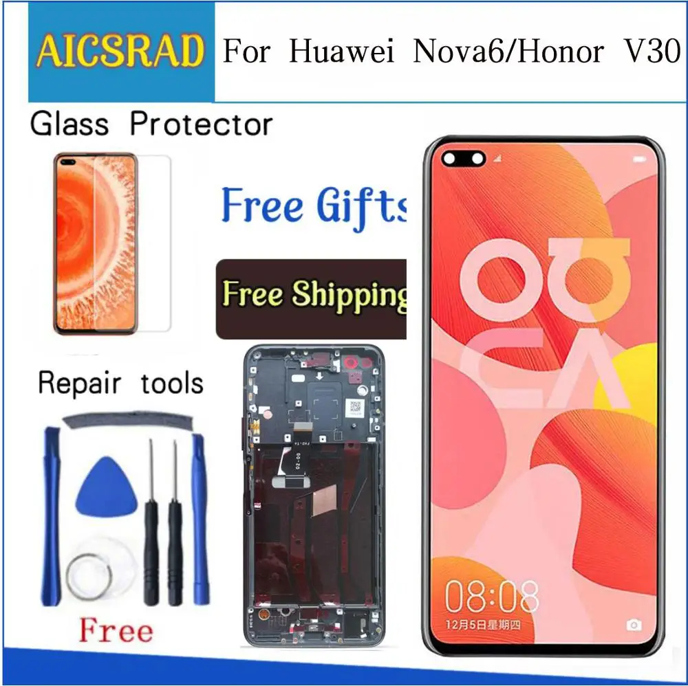 Для Huawei Honor V30 ЖК дисплей сенсорный экран дигитайзер AN00 вид 30 сборка Замена для Nova 6