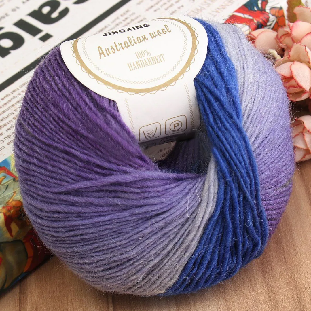 1 шар, радужная пряжа, шерсть, 50 г, цветная мягкая детская кашемировая шерсть, детская ручная вязка, пряжа для вязания крючком, шарф, шапка, одежда - Цвет: 02