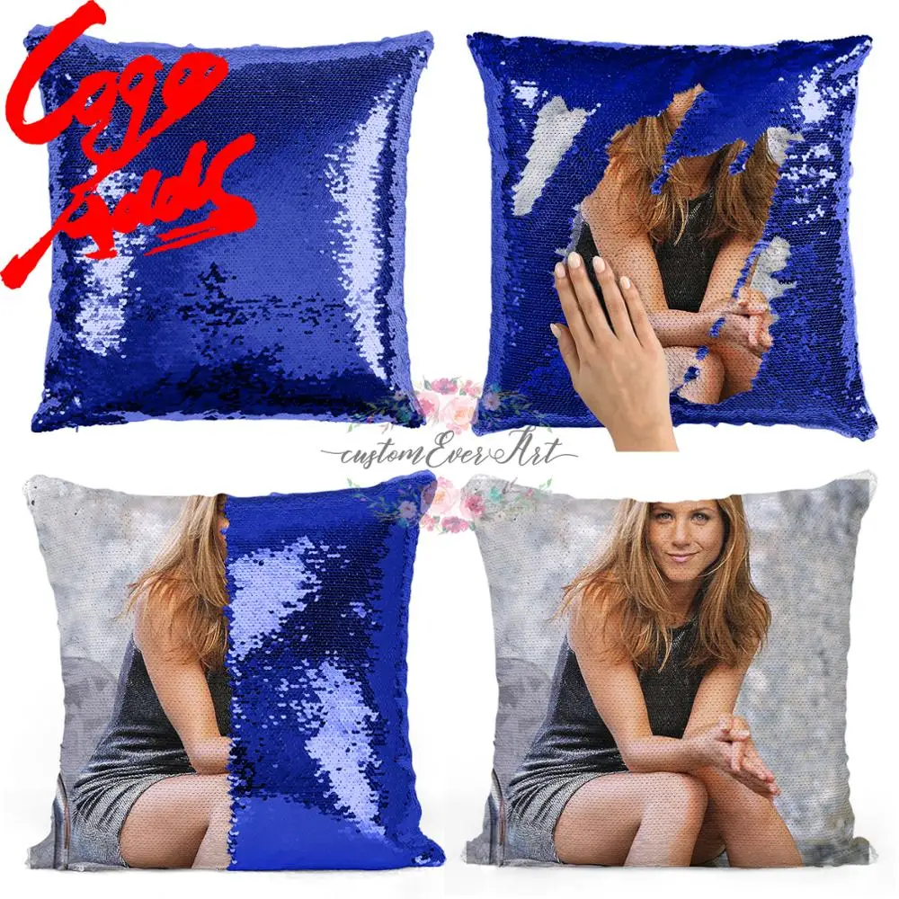 Подушка с блестками Дженнифер Энистон | Наволочка Двухцветная подушка Подарок