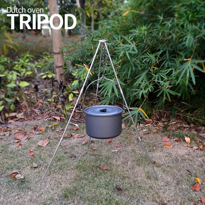 

3 Outdoor Campfire Tripod Camping Supplies Portable Hanging Pot Wild Meal Burning Bracket Aluminum Alloy Tripracula Black