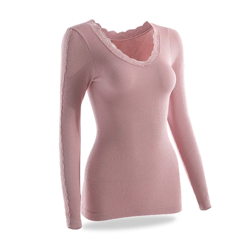 Зимнее теплое кружевное термобелье с цветочным рисунком тонкое нижнее белье