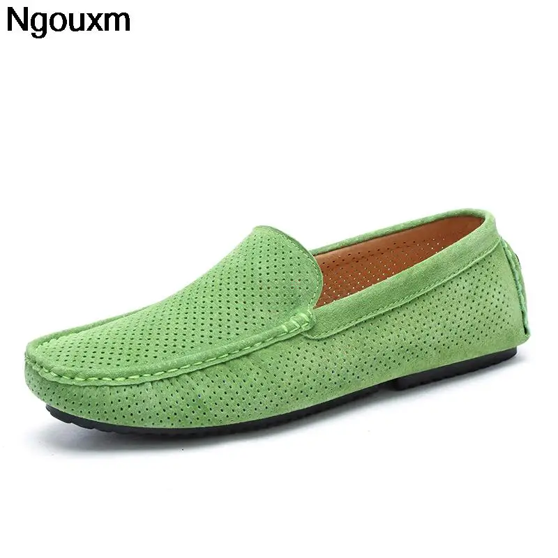 

Туфли Ngouxm мужские из натуральной кожи, натуральная замша, без застежки, Повседневная летняя обувь для вождения, дышащие мокасины, зеленые ло...