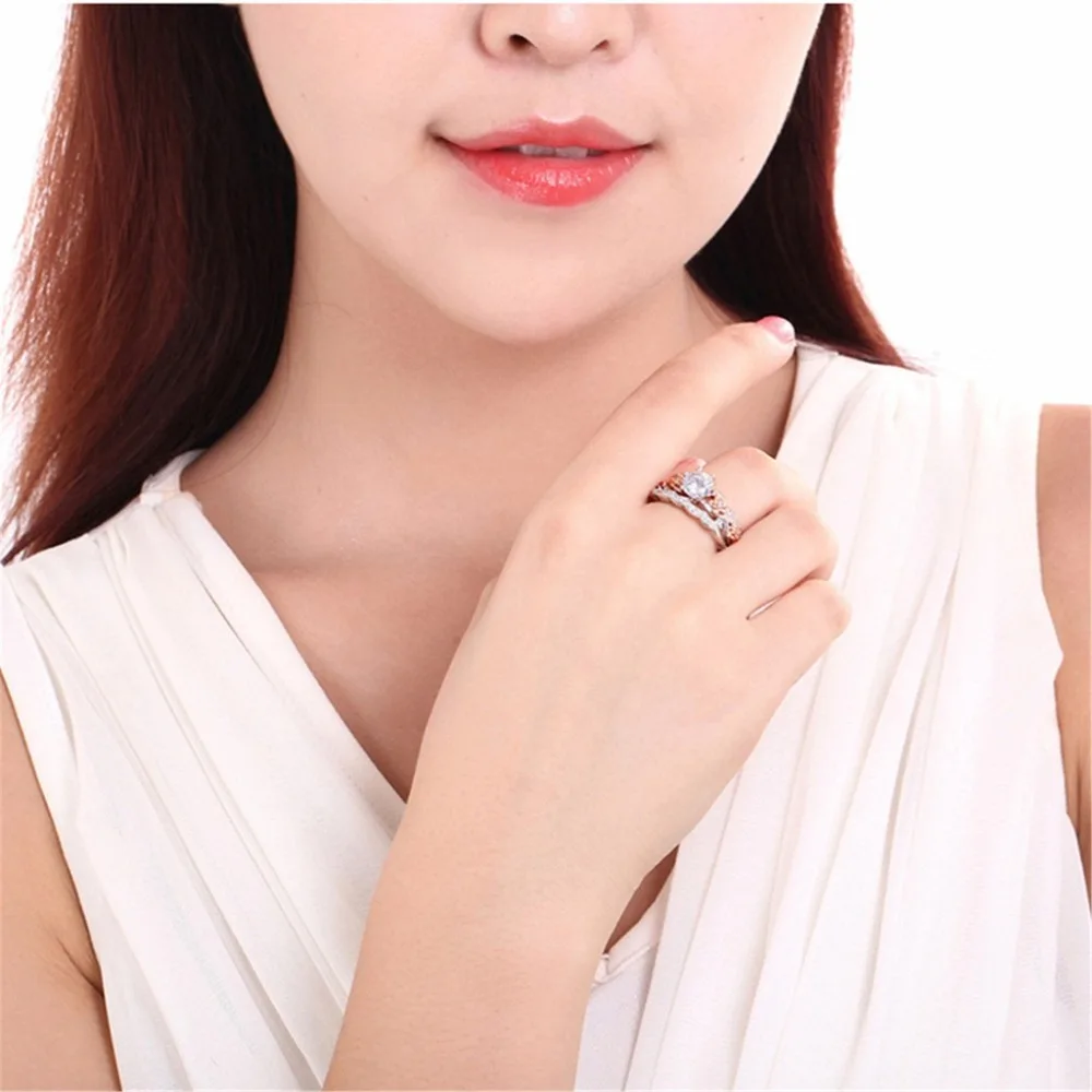 AAA кубический циркон цветок Серебряный Цвет кольцо наборы для ухода за кожей Для