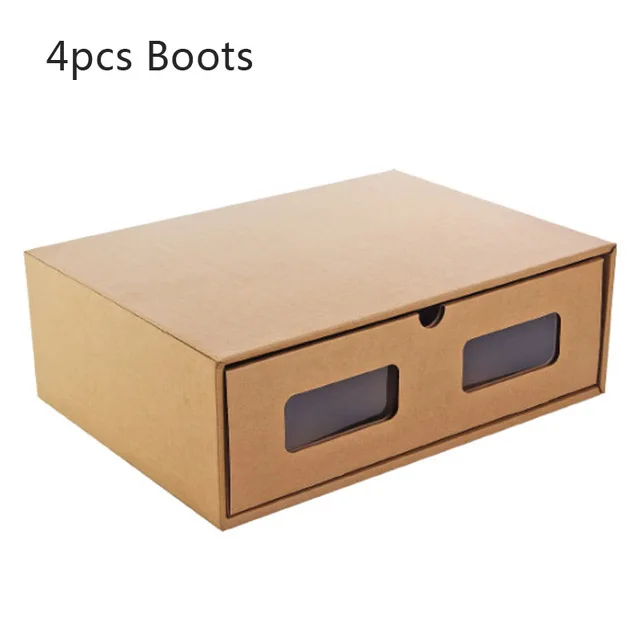 4pcs-boots DIY крафт-бумага сборочный ящик коробка для обуви Органайзер для мужчин и женщин коробка для хранения обуви чехол для обуви кроссовки Пыленепроницаемая отделочная коробка - Цвет: 4pcs-boots