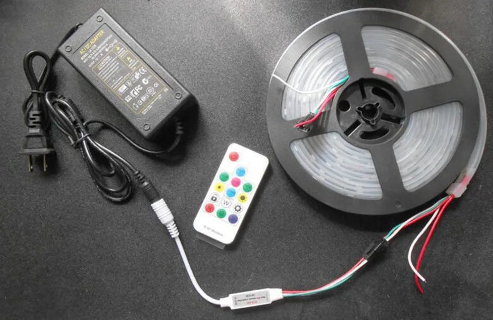 Цветная(RGB) Светодиодная лента светильник Управление; с радиочастотным пультом дистанционного управления Управление для WS2811 WS2812 WS2812B SK6812 светодиодных лент DC5-24V