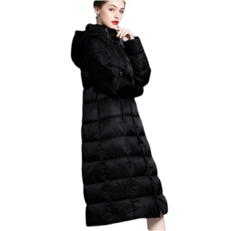 221 оригинальный толстый пуховик средней длины женская зимняя одежда выше колена