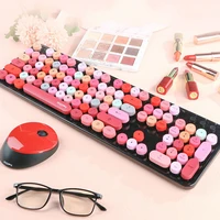 cool red color wireless keyboard mouse color punk keyboard office