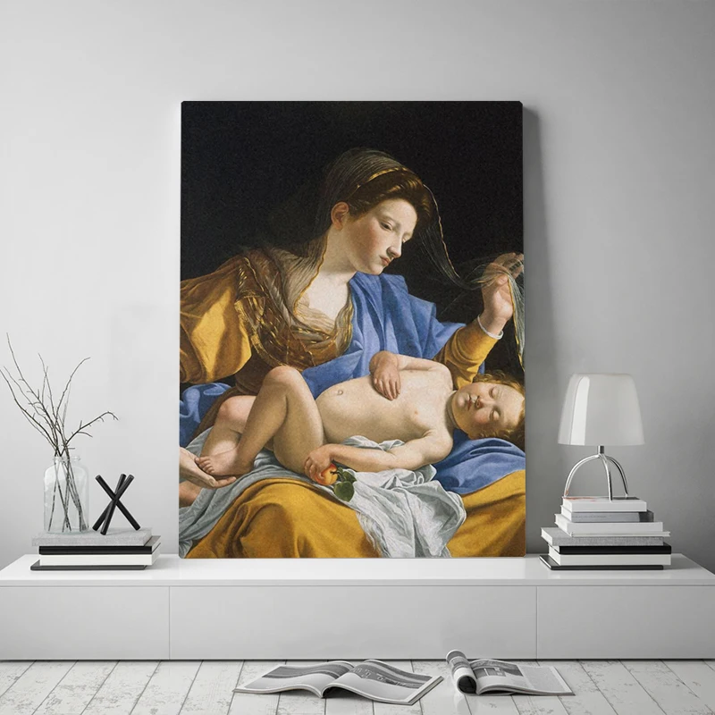 Постер на холсте Дева со спящим Христом для детей настенный художественный декор
