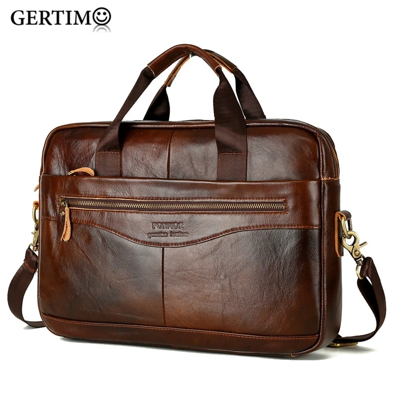 Fashion Men's Luxury Briefcase Mens Cowhide Leather Genuine/Really Leather Handbags Crossbody Bags Business Messenger Laptop Bag