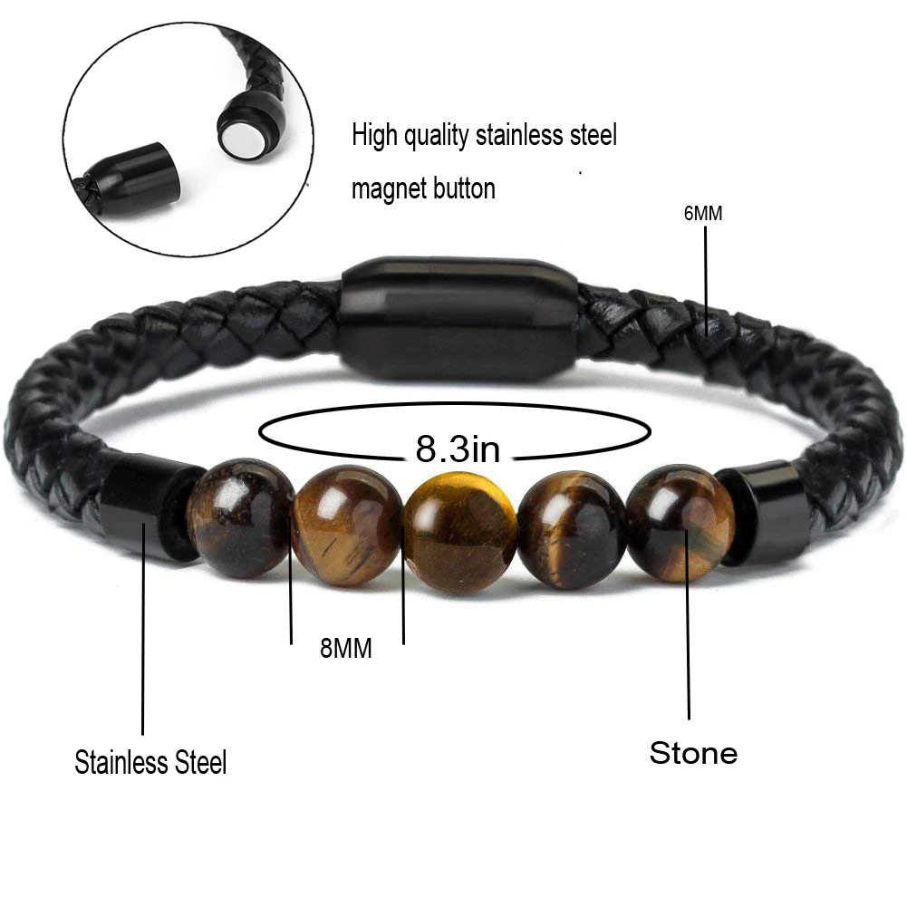 Мужской кожаный браслет в стиле панк ювелирные изделия из нержавеющей стали с
