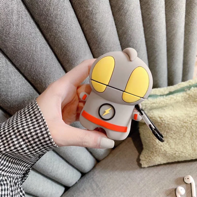 NEW 3D Earphone Cases For AirPods Case Silicone Cute Cartoon Ultraman Cover Apple Air pods 2 Funny for Earpods Ring Str | Электроника