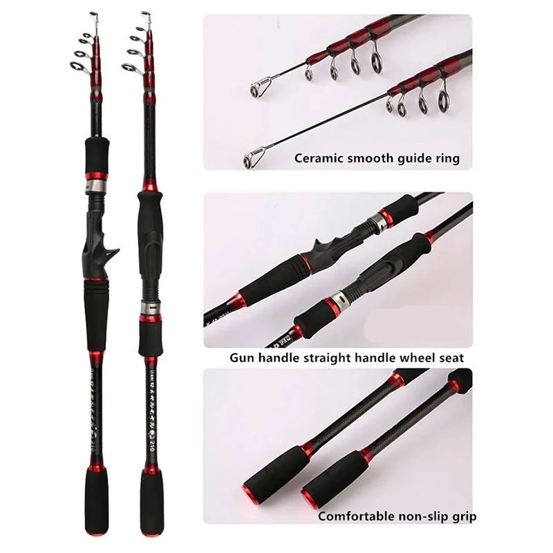 Телескопическое карбоновое спиннинговое удилище 6 8 сек M Power 1 м 2 4 7 3 0 удочки для