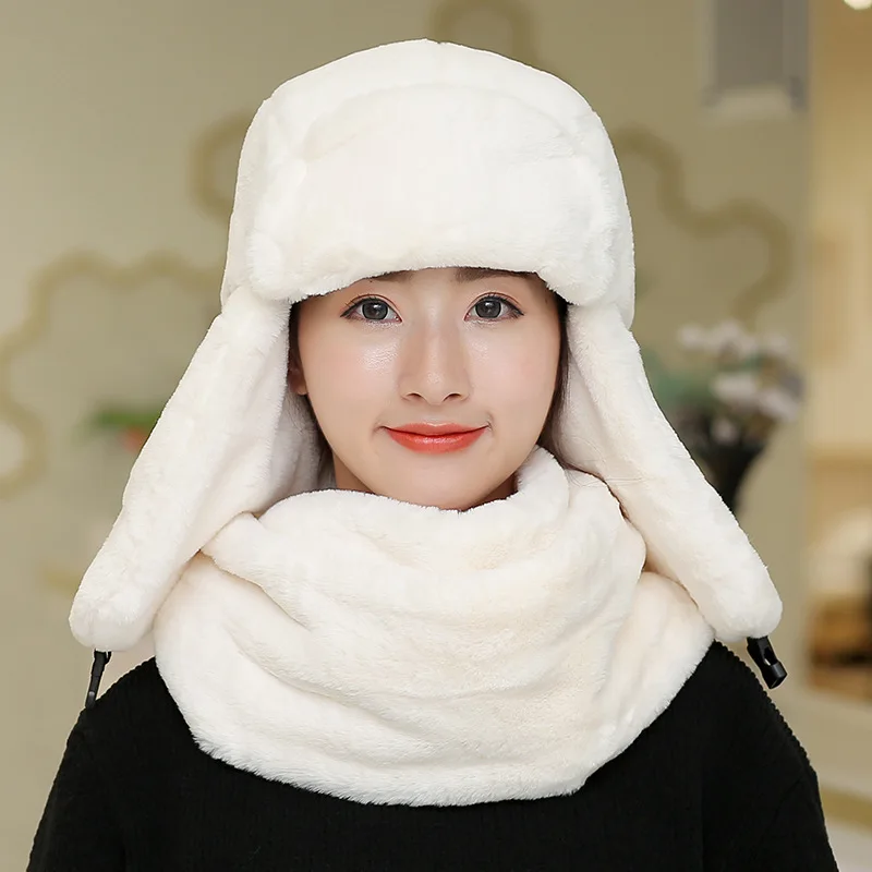 Русские женские толстые шапки бомберы CAMOLAND из двух частей с шарфом откидной