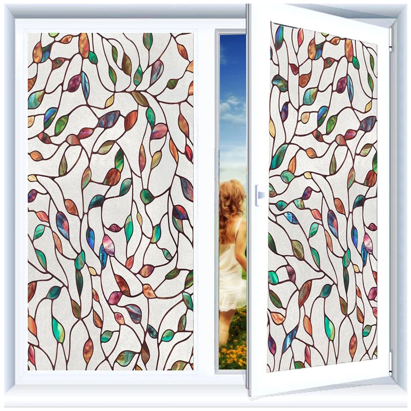 

Hot Sell Vinyl Opaque Privacy Window Film Static Cling No Glue Stained UV Blocking Window Stickers for Home Decor Glass Decals