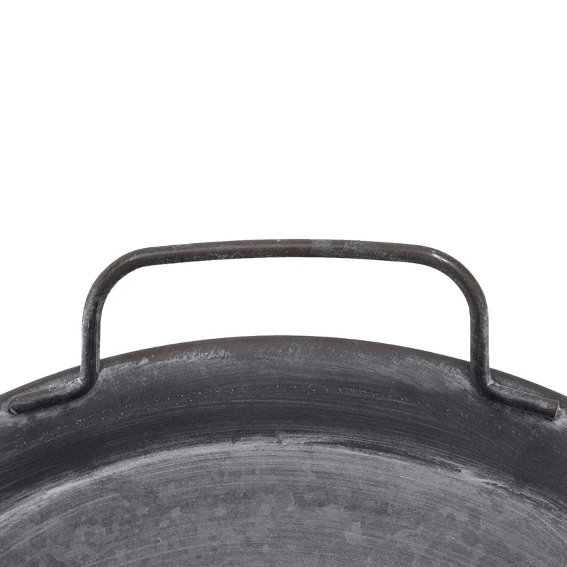 

New European Retro Metal Plate With Handles Handcrafted Round Wrought Vintage Storage Bread Tray Home Decoration Garden Restaura