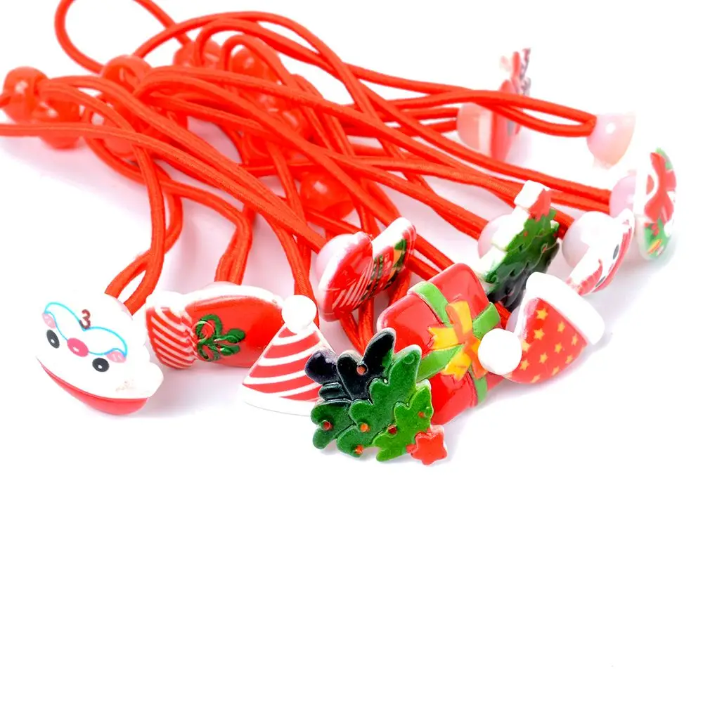 

New 10pcs Merry Christmas Hair Elastic Bands Red Bow Animals Headband Ropes Girls Hair Accessories