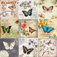 ruopoty oil painting by numbers kits butterfly animals paint by numbers on canvas frameless 60x75cm diy home decor