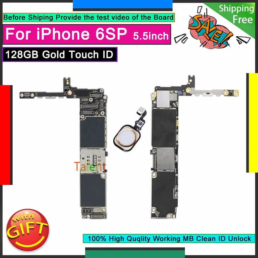 Для IPhone 6S Plus материнская плата 128GB Gold Touch ID домашняя кнопка разблокированная