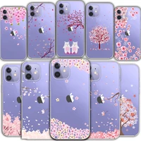 iphone 12 mini 11 pro max mobile phone case transparent xr 6 7 8 plus x s se 2020 brilliant cherry blossom protective back cover