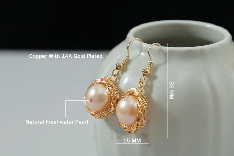 

GREEN PURPLE Handmade Fresh Water Baroque Pearl Drop Earring Drop Earrings For Women Engagement Charm Fashion Jewellery