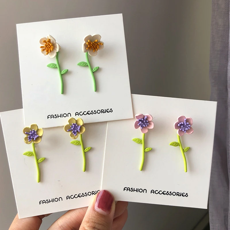 DoreenBeads Маргаритка цветок листья глина уха куртка серьги гвоздики многоцветный