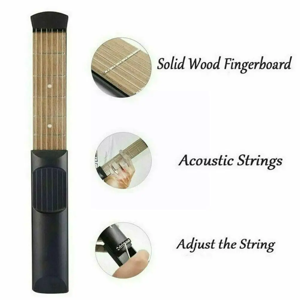 

Six-Fret Pocket Guitar Black 6-Fret Portable Guitar Trainer Frets Guitar Finger Trainer For Electric Guitar Accessories T7L5