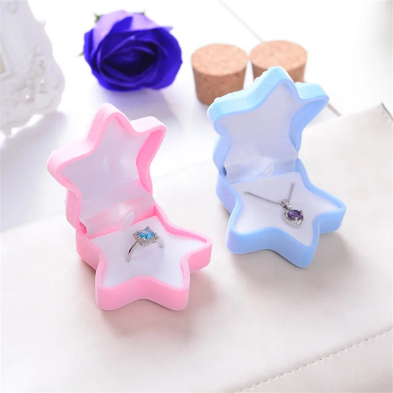 

Lovely Starfish Velvet Ring Box Earring Pendant Necklace Gift Jewelry Boxes Cases Wedding Ring Valentine's Day Wholesale 50pcs