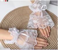 short wedding gloves white black bridal gloves girl party fingerless lace glove ladies flower guantes wedding accessories
