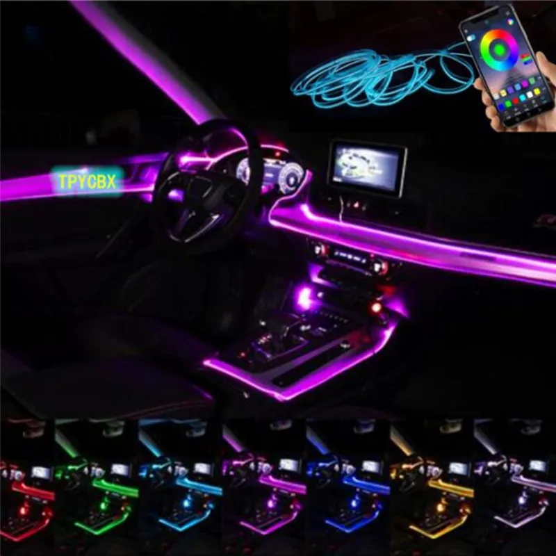 

Flexible Car Atmosphere Lamps APP Sound Control RGB Mode Colorful Auto Interior Ambient Light Decorative Lamp Strips 2m/4m/6m