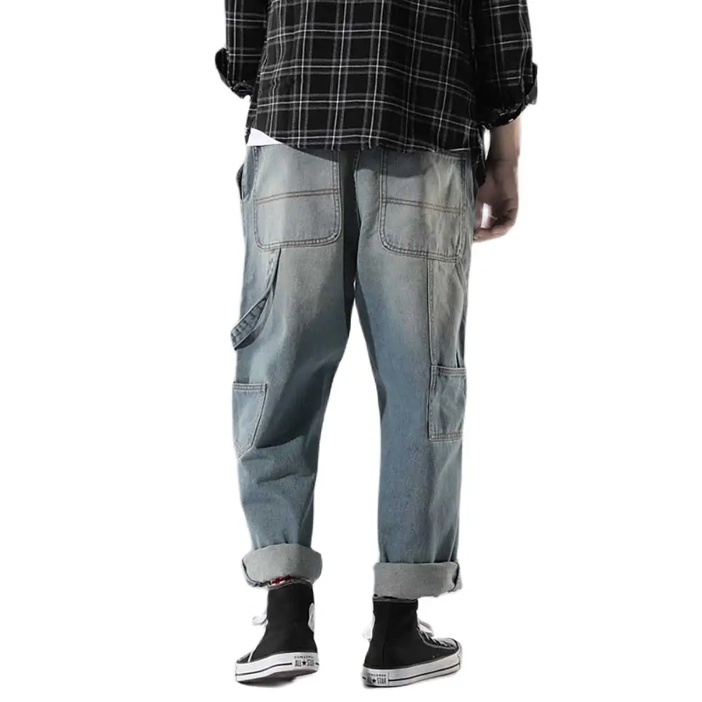 

New Fashion Straight Jeans Men Casual Loose Baggy Denim Pants Streetwear Hiphop Harem Jeans Male Clothing