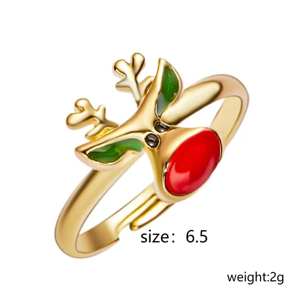 Новое модное эмалированное рождественское кольцо с кристаллами женское изящное