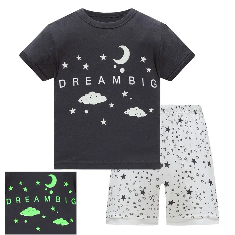 Пижамный комплект для девочек домашний костюм из 100% хлопка с короткими рукавами 2