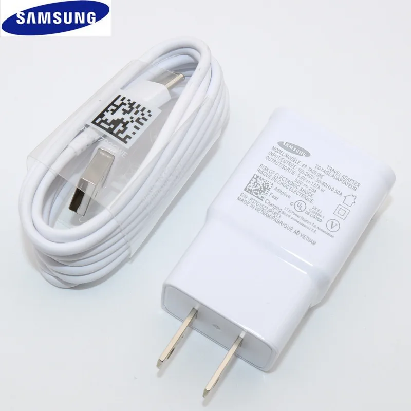 Адаптер для быстрой зарядки Samsung Galaxy с американской вилкой 1 5 м кабель Type C S10 S8 S9 Plus