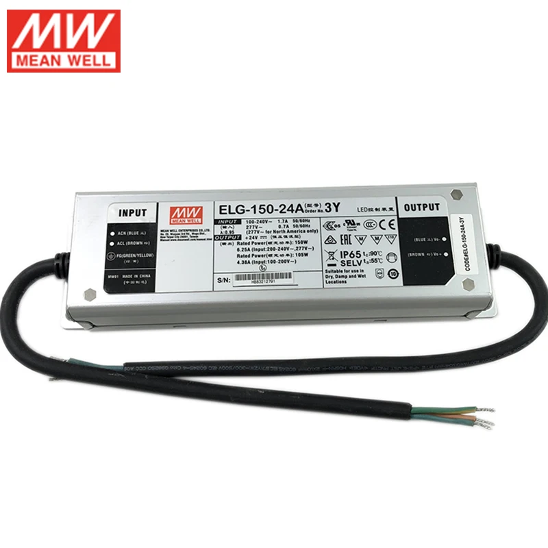 MEAN WELL ELG 150 24A 3Y Вт 6.25A 24 В Светодиодный источник питания 110 В/220 переменного тока до