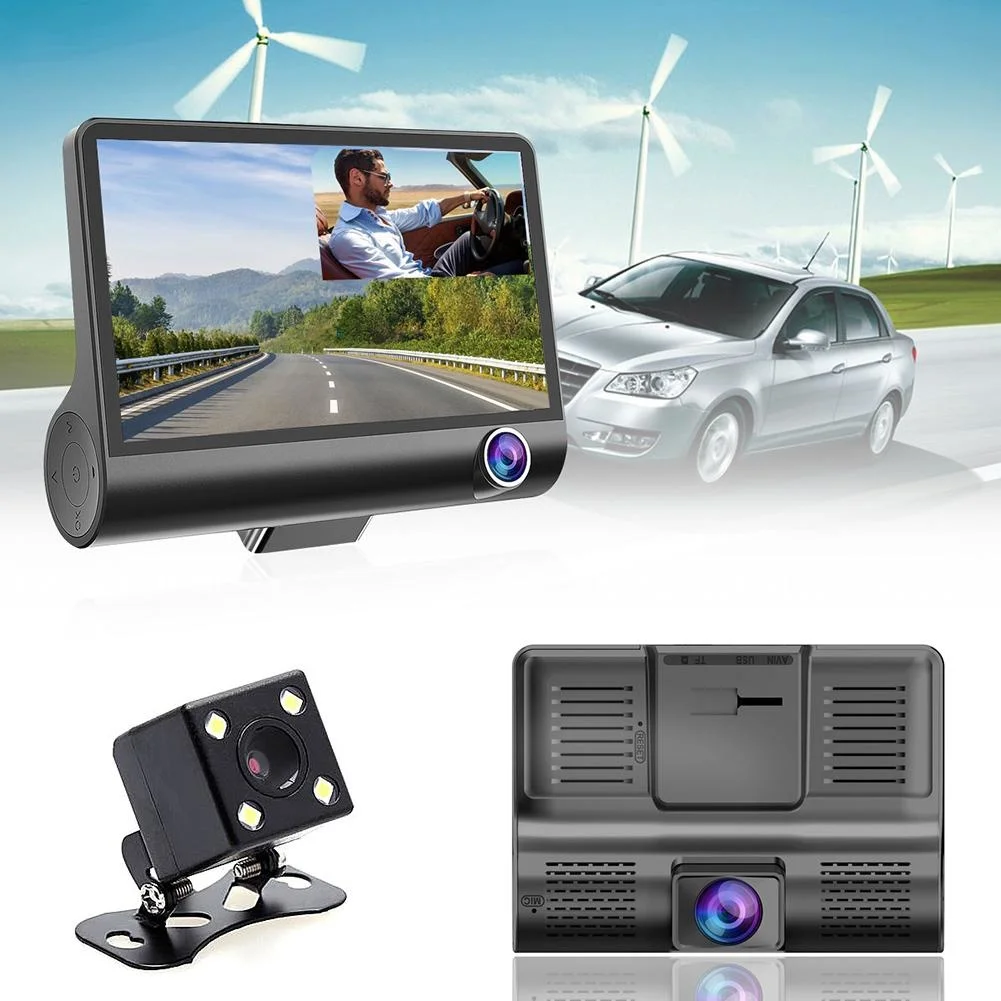 

4-inch 1080p HD 170 ° 3 lens automotive DVR dash cam