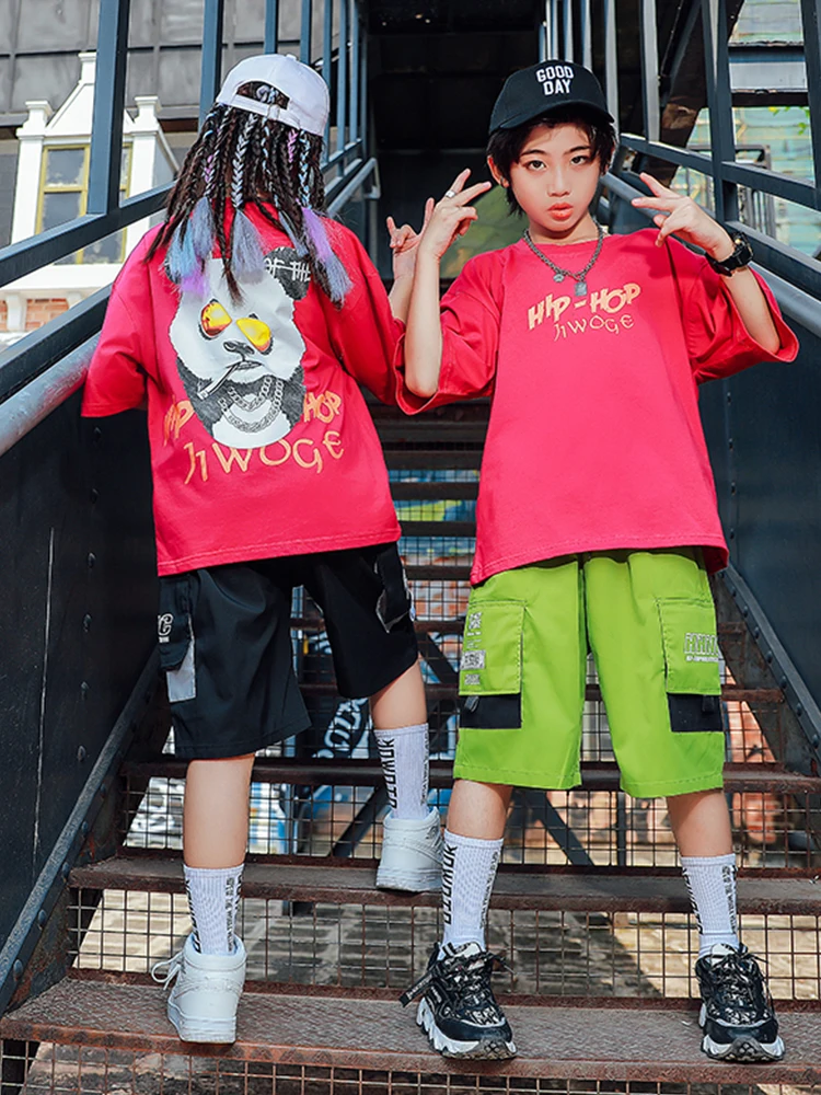 

Summer Short Sleeves T-Shirts Black Shorts For Kids Hip Hop Dance Costume Girls Jazz Performance Ballroom Dancing Costume BL6221