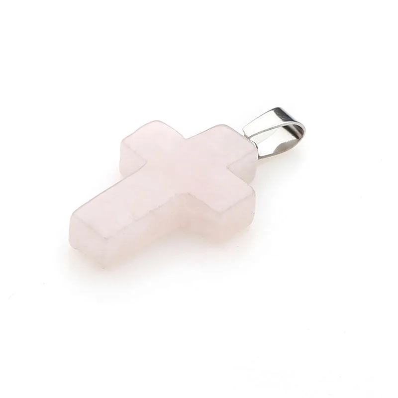 18x28mm Necklace Pendants Natural Semi-precious Stone 11 Colors For Your Choice Cross Shape Crystal Agate Rose Quartz | Украшения и