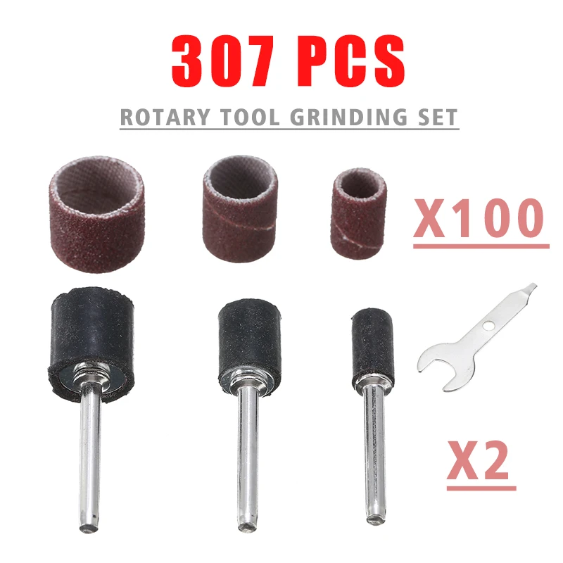 

307pcs/set Grinding Drum Set Grinding Machine Sockets Drum Cores Self-Tightening Drill Bits Grinder Sandpaper Ring Rotary Tool