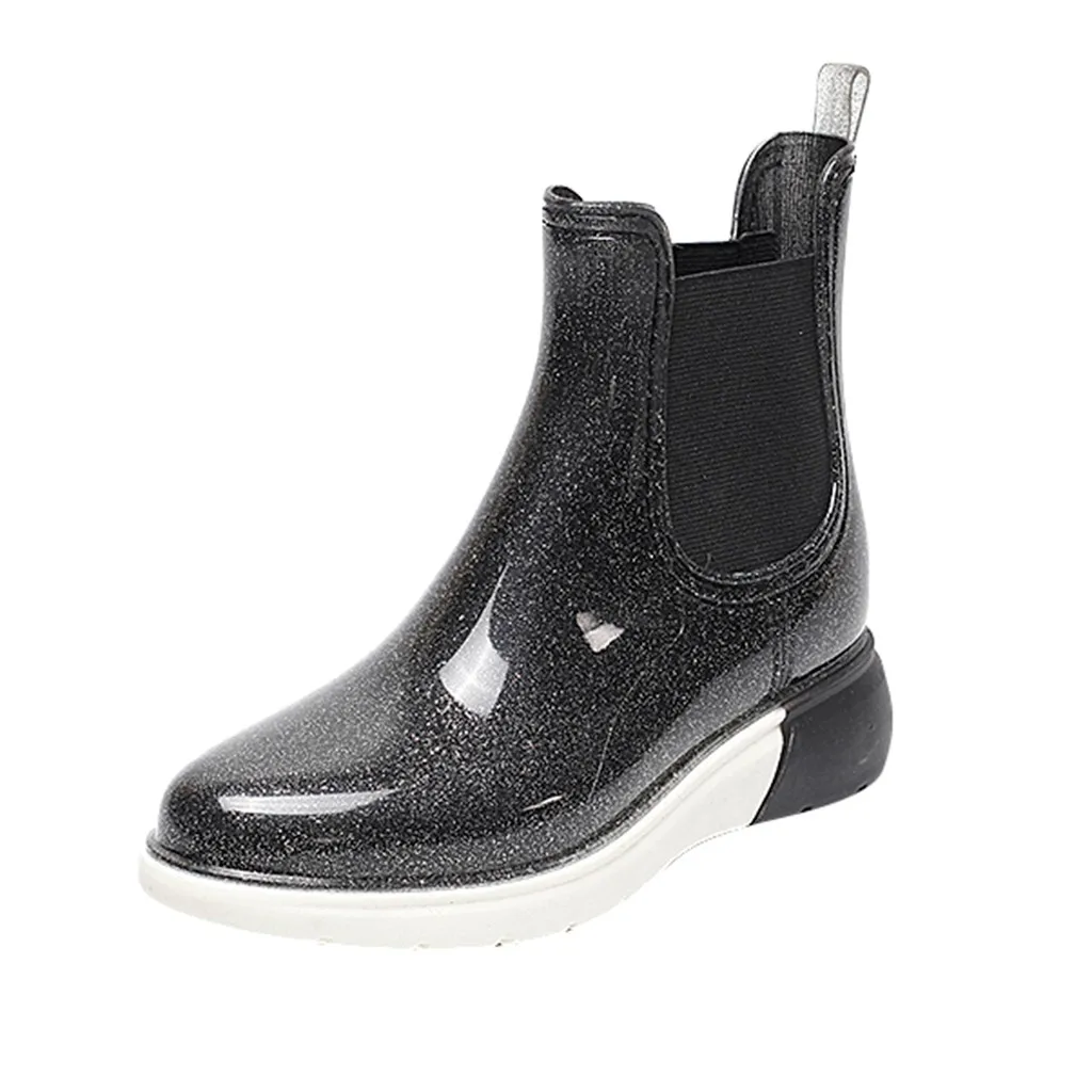 Short Rain Boots for Women Fashion Slip-On Flashing Waterproof booties European Ladies shoes ботинки женские зимние new